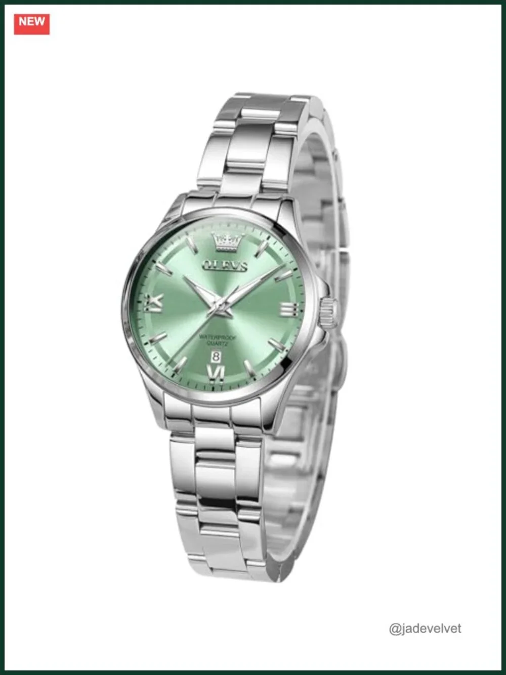 Stainless Steel Womens Wrist Watch with Hidden Clasp Adjustable Bracelet Quartz